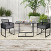 3 Pieces Outdoor Dining Set Patio PE Rattan Furniture Set-Gray