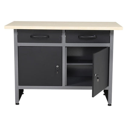 120CM Garage Work Table Tool Cabinet Chest Workbench With Storage Shelf 4 Drawer