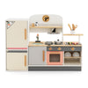 Kids Play Kitchen Set Toddlers Wooden Pretend Kitchen Toy Set w/ Refrigerator
