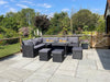 Nustone L Shaped Sofa Rattan Garden Patio Dining Set - Seating 8 in Black 10C01D