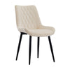 2pcs Beige Dining Chairs Set Velvet Diamond Back Padded Seat Restaurant Chair