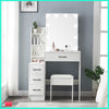 Vanity Dressing Table Set Makeup Desk Mirror & Stool Shelves 3 Color LED Lighted
