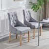 2x Fabric PU Leather Dining Chairs Button-Tufted Upholstered Wood Legs Armchairs