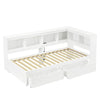 Daybed with 2 Drawers & Storage Compartments 3ft Single Wooden Bed Frame, White