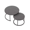 Round Nesting Coffee Table Set of 2 Solid Marble Grey Side End Desk Accent Table