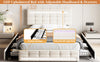 Double Bed Upholstered Storage Bed Frame With LED Light, 4 Drawers and Headboard