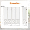 4 Panel Pegboard Room Divider Foldable Privacy Screen White