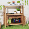 Outdoor Potting Bench Acacia Wood Garden Potting Table with Storage Shelf
