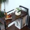 Industrial Writing Desk with Bookshelf Rustic Metal Home Office Workstation