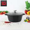 SQ Pro Cast Iron Casserole Dish Black Pre-Seasoned Ovenproof Pot & Lid 4.2L Pan