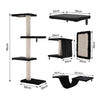 Wall Mounted Cat Tree Cat Shelf Set, Cat Wall Furniture with Cat Hammocks Indoor