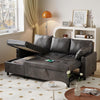 3-Seater Corner Sofa Bed, L-Shaped with Pull-Out Sleeper, Storage, Cup Holders