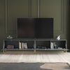 TV Unit I 200cm Wide Cabinet I Grey Fluted Doors I Gold Base I Modern Style