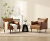 Armchair PU Leather Upholstered Padded Lounge Seating Living Room Office Brown
