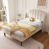 Upholstered Platform Bed 3ft Single Bed Frame with Headboard and wing Side Beige