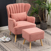 Chesterfield High Back Chair Winged Armchair Queen Anne Leisure Sofa w/Footstool