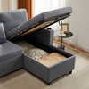 L-Shaped Corner Sofa Bed with Storage 3-Seater Pull out Convertible Sleeper Grey