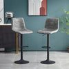 2pcs Bar Stools Faux Suede Padded Seat Stools Black Metal Matte Base Barstools