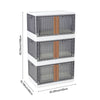3pcs 108cm Tall Foldable Stackble Cabinet Clothes Toys Box Storage Case w/Wheels