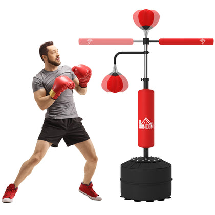 3 in 1 Freestanding Punching Bag with 2 Speed Balls Adjustable 160-230cm Red