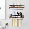 2 Rustic Wall Floating Shelves Bathroom Kitchen Storage Rack w/ Towel Rod