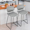 2xGrey Bar Stool Tall Kitchen Stool Breakfast High Chair Home Ergonomic Backrest