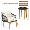 3Pcs Outdoor Patio Chair Table Set Garden Rattan Bistro Set w/Zippered Cushions