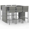 7 Piece Garden Bar Set with Cushions Grey Poly Rattan