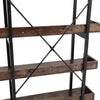 5-Tier Bookcase Open Wood Shelves Rustic Modern Industrial Book Shelf Display