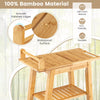 Bathroom Shower Bench 2-Tier Organizer Stool Bamboo Bathtub Seat w/Storage Shelf