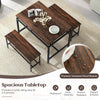 Wooden Kitchen Table Set 3 PCS Dining Table with 2 benches