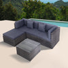 Garden Rattan Furniture Set 4-Seater Combo Modular Sofa w/ Cover Patio Outdoor