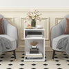 S-Shaped Side Table Modern Sofa End Table Nightstand with 2 Open Compartments
