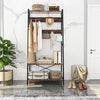 Industrial Open Wardrobe Clothes Rail Rack Bedroom Rustic Wood Metal Frame Shelf