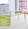 Dining Table, Glass Top Kitchen Table, Small Table, Chrome Metal Leg (120x70cm)