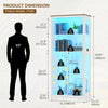 71" Display Cabinet with Glass Doors, Modern Curio Cabinet with 3 Color Lights