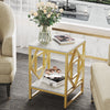 FATIVO 2 Tier White Marble Side End Table Golden Frame Lounge Sofa Beside Table