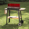 Charcoal BBQ Rotisserie Grill Roaster w/ 5-Level Height Grill Grate&Wood Shelves