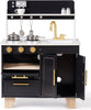 Wooden Toy Kitchen for Kids, Modern Marble-Style Play Kitchen Set for Kids 3+