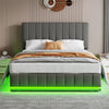 Ottoman Bed Frame Grey PU Upholstered Gas Lift Up Bed 4ft6 Double With Storage