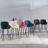 2 PCS Luxury Kitchen Bar Stools Velvet Padded Seat ＆ Armrest Salon Lounge chairs