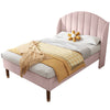 UPHOLSTERED PLATFORM BED 3FT SINGLE BED FRAME WITH HEADBOARD AND WING SIDE PINK