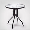 Round Glass Dining Table Patio Bistro Garden Balcony Coffee Table Metal Frame