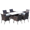 Outdoor Garden Rattan Furniture Cube Dining Set Rectangular Table 6 Chairs Brown