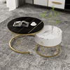 Marble Look Nesting Coffee Table with 1 drawer, Black and White
