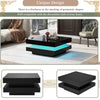 Coffee Table Black, Rotating Top & USB Powered App-Controlled LED, 70x70x36cm