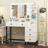 Dressing Table with LED Mirror Modern Makeup Desk Vanity Table+5 Drawers White