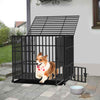 UK 46" Strong Dog Crate Cage Rolling Pet Kennel Prevent Escape Training Military