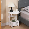 Round Coffee Table Sofa Side Table with Storage Bedside Tables White