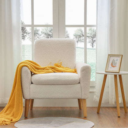Modern Accent Chair Sherpa Fabric Upholstered Leisure Armchair Single Sofa Chair